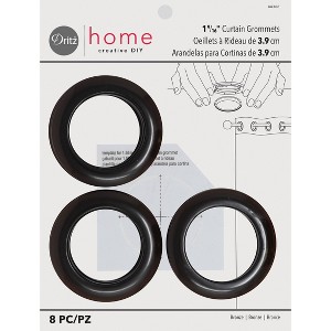 Dritz Set of 8 Home 1-9/16" Curtain Grommets Bronze: Plastic Sewing Fasteners, Eyelets, Brown, 1.56" Width - 1 of 4