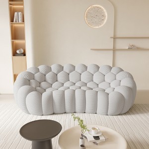 WJSHome Bubble Sofa,98.43'' Comfy Breathable Mesh Fabric Upholstered Curved Couch, 3D Honeycomb Shape Modern Couch for Living Room - 1 of 4