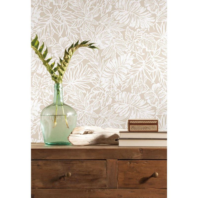 RoomMates Batik Tropical Leaf Peel &#38; Stick Wallpaper Beige, 3 of 8