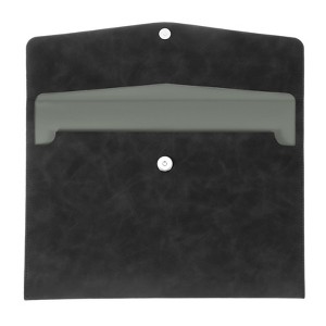 Unique Bargains PU Leather Waterproof File Folder with Button Closure 13.4" x 9.4" Deep Black - 1 of 4