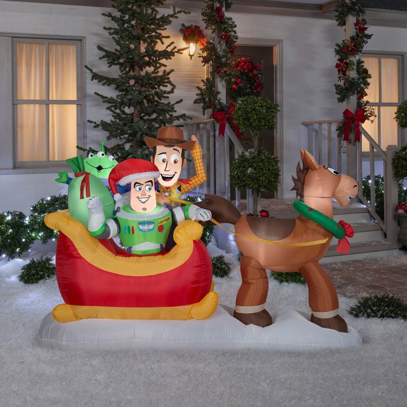 Gemmy Christmas Airblown Inflatable Toy Story w/Sleigh Scene Disney , 5 ft Tall, Multi, 2 of 5