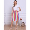 INSPIRE CHIC Women's Stripes Button Front Elastic Back A-Line Midi Skirt - 3 of 4