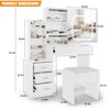 Vanity Desk with Sliding Mirror and Lights, Makeup Vanity Set with 4 Drawers, Stool - 2 of 4