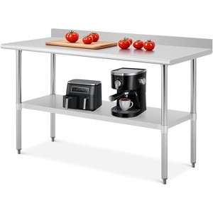 Stainless Steel Prep Table with Backsplash & Adjustable Shelf, 2-Tier NSF Certified Commercial Work Table for Home Restaurant Hotel - 1 of 4