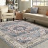 coucheta Boho Vintage Washable Area Rug, Traditional Medallion Print Low Pile Non-Slip Foldable Carpet, for Living Room, Bedroom, Dining, Teal - 2 of 4