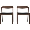Homy Casa Set of 2 Wooden Dining Chairs with Curved Backrest and Cushioned Seat, Perfect for Kitchen, Dining Room,  Living Room, Walnut - 2 of 4