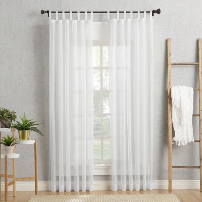 White Sheer Tab Top Polyester Curtain Panel 59" x 63"