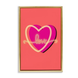 Stupell Industries Love Neon over Heart Floating Frame Canvas Art - 1 of 4