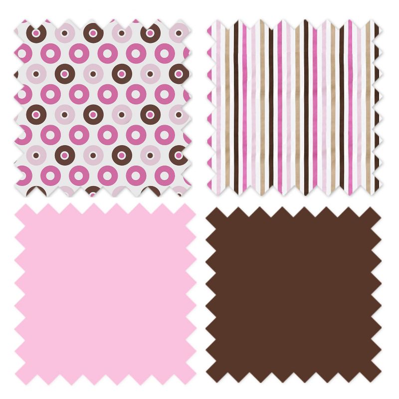 Bacati - Mod Dots Stripes Pink Fuschia Beige Chocolate 3 pc Crib Bedding Set, 5 of 6