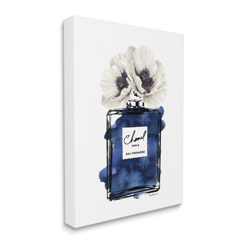 Stupell Industries Deep Blue Fashion Fragrance Bottle Glam Florals Gallery  Wrapped Canvas Wall Art, 24 X 30 : Target