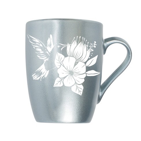 Elanze Designs Hummingbird Flower Frosted Blue 10 ounce New Bone China Coffee Cup Mug - image 1 of 4