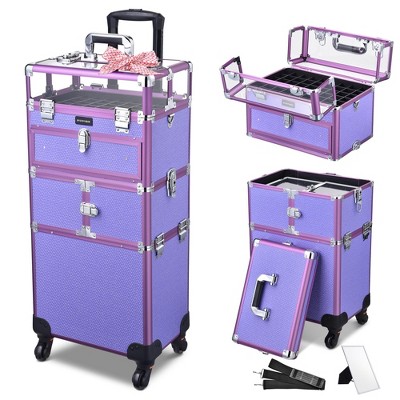 Byootique 2in1 Nail Polish Organizer Rolling Makeup Train Case