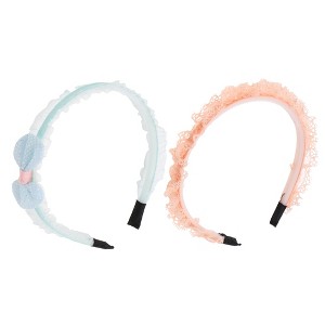 Unique Bargains Girl's Elegant Mesh Headbands 5.51"x4.72"x0.28" Lake Blue Orange 2 Pcs - 1 of 3