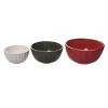 Transpac Dolomite 10.5 in. Multicolor Christmas Nesting Bowls Set of 3 with Knit Texture - 2 of 3