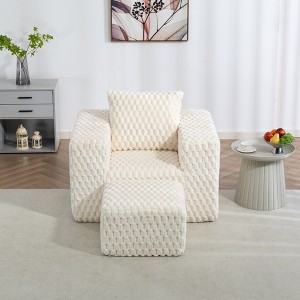 GDFStudio Shade Modern Corduroy Compressed Sofa with Ottoman and Pillow - 1 of 4