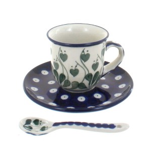 Blue Rose Polish Pottery B10-A93 Ceramika Artystyczna Espresso Cup & Saucer with Spoon - 1 of 1