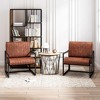 Modern Armchair With Metal Frame PU Leather Chair With Padded Backrest Seat Cushion For Living Room Bedroom Office Studio - 2 of 4