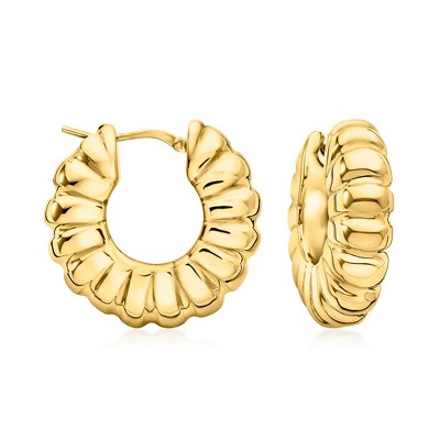 Ross-Simons Italian 14kt Yellow Gold Shrimp Hoop Earrings