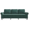 vidaXL 3-Seater Velvet Sofa with Thickly Padded Seats - Dark Green Sofa for Living Room, Lounge, Office with Sturdy Metal Frame - 3 of 4