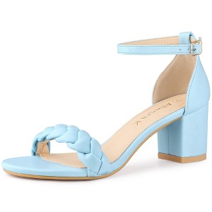 Allegra K Women's Chunky Heels Ankle Strap Braided Instep Strap Heel Sandals - 1 of 4