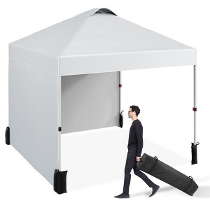 10 x 10 Pop Up Canopy, All Season Instant Canopy with 2 Sidewalls and Vented Roof, Wheeled Carry Bag and Sandbag for Camping, Picnic, Party - 1 of 4