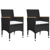 vidaXL 3 Piece Bistro Set Poly Rattan and Tempered Glass Black - 3 of 4