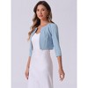 INSPIRE CHIC Women's 3/4 Sleeve Collarless Pleated Open Front Cropped Cardigan - 4 of 4