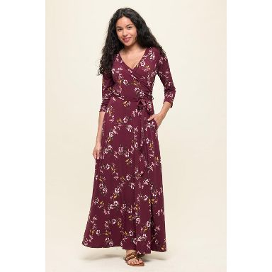 WEST K Women's Grace Faux-Wrap Maxi Dress with Tie Waist- X Large