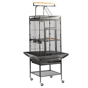 Karl Home 65-inch Wrought Iron Large Rolling Bird Cage with Play Top and Stand - 1 of 4