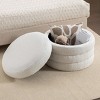 Round Storage Ottoman Bench, Upholstered Circle Ottoman with Reversible Lid for Living Room or Bedroom – Cuddlewood - 3 of 4