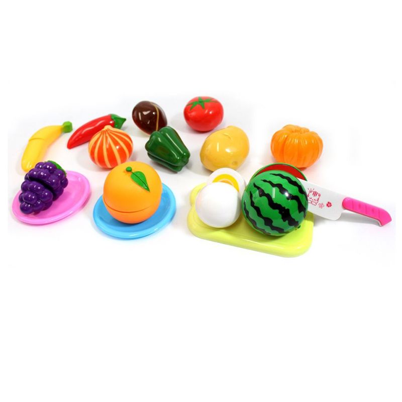 Insten Play Food Set of Fruit and Vegetable, Toy Kitchen Accessories, Pretend Cutting for Toddlers and Kids, 1 of 4
