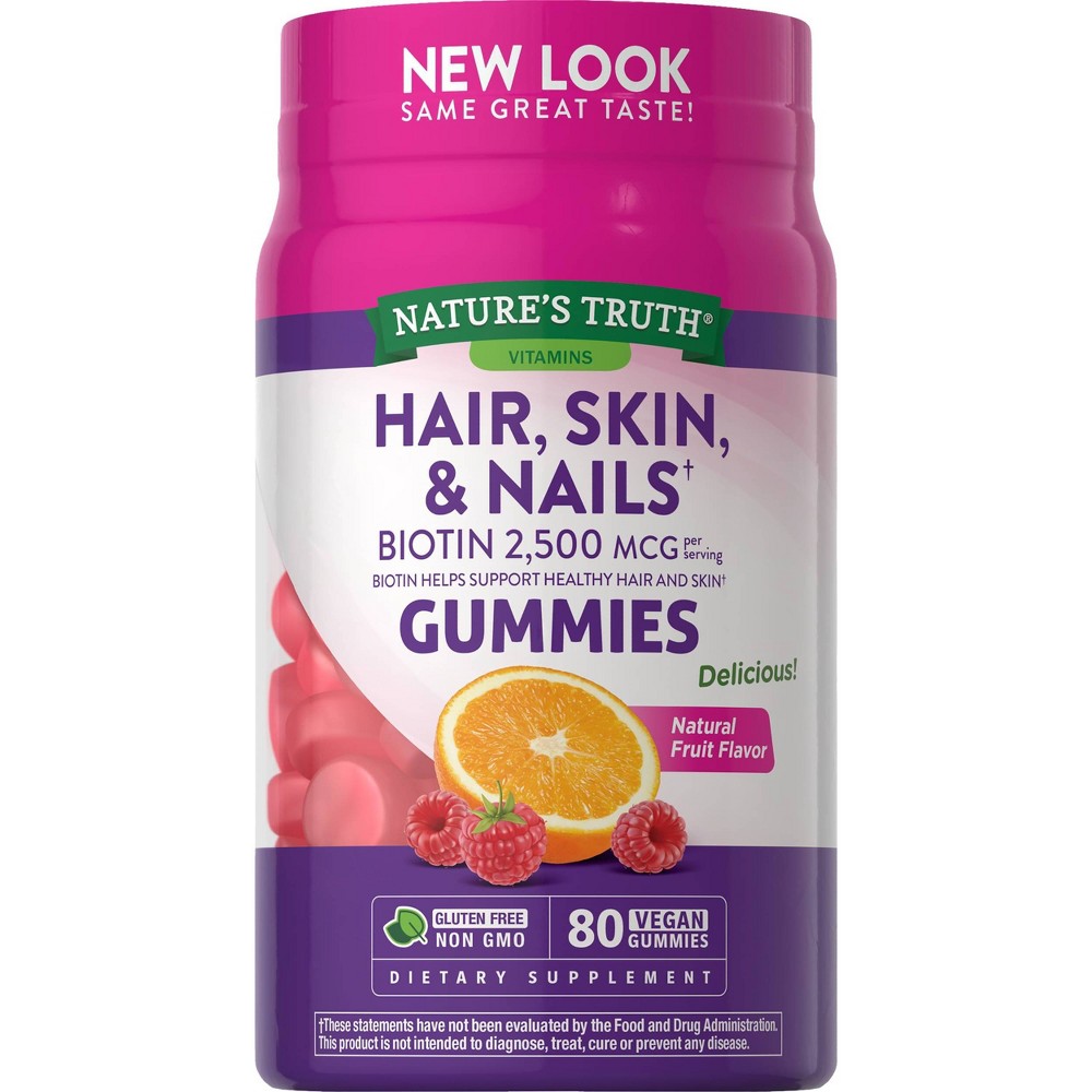 Photos - Vitamins & Minerals Nature's Truth Hair, Skin & Nails with Biotin Vegan Gummies - Natural Frui