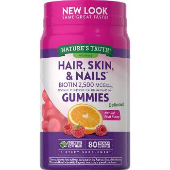 Nature's Truth Hair, Skin & Nails with Biotin Vegan Gummies - Natural Fruit - 80ct
