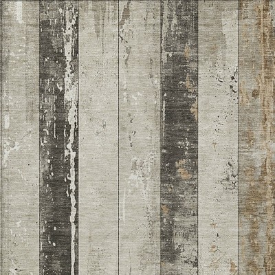 Beige And Charcoal Striped Washable Indoor Outdoor Area Rug