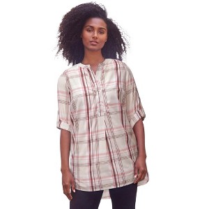 ellos Women's Plus Size Breezy Cotton Henley Tunic - 1 of 4