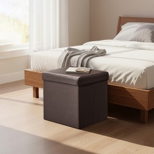 15" Ottoman with Storage, Folding Footstool, Storage Ottoman Bench, Cube Storage Chest 660 lb Load Capacity - 1 of 4