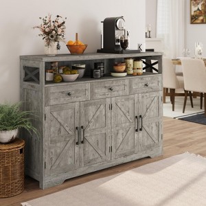 Farmhouse Buffet Cabinet with Drawers & Open Shelf, Sideboard Storage Cabinet - 1 of 4