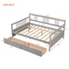 Full Size Daybed Wood Bed with Two Drawers, Sturdy Plywood & Pinewood Bed Frame, White/Espresso/Gray - ModernLuxe - 3 of 4