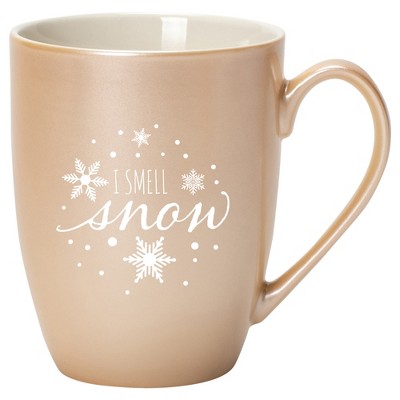 Elanze Designs I Smell Snow Pearlescent Sand 10 ounce New Bone China Coffee Cup Mug