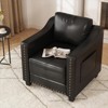 Faux Leather Accent Chair, 30 Inches Barrel Upholstered Armchair, Cozy Single Sofa - 3 of 4