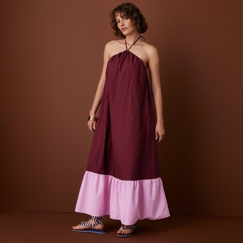 Женские платья Rosie Assoulin x Target Women's Halter Flounce Colorblock Maxi Dress - Rosie Assoulin x Target Burgundy/Pink M