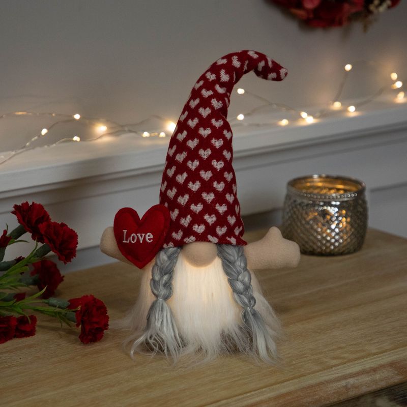 Northlight LED Lighted Girl Valentine's Day Gnome with Love Heart - 13" - Red, 2 of 7