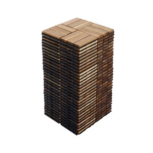 OUTSUPPLY Yellow Acacia Deck Tiles, 12"x12" Checker Pattern Interlocking Outdoor Flooring for Patio & Pool - 1 of 4
