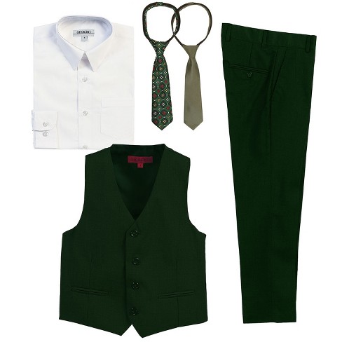 Little Boys Charcoal Fancy 5 Piece Vest Jacket Pants Special Occasion Suit 2-7