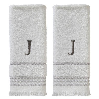 SKL Home By Saturday Knight Ltd Casual Monogram Hand Towel Set A - 2-Count - 16X26", White
