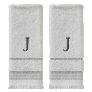 SKL Home By Saturday Knight Ltd Casual Monogram Hand Towel Set A - 2-Count - 16X26", White - 1 of 3