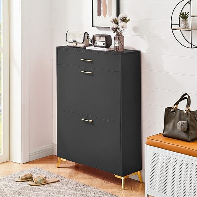 Shoe storage rack independent 8-pair storage rack with 2 flip doors, suitable for entrance hallway bedroom 32 x 10 x 43 inches