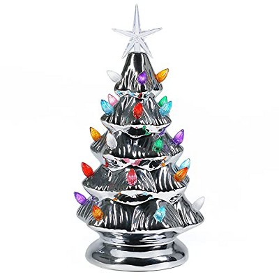 Sunnyglade  Ceramic Christmas Tree Tabletop Christmas Tree Lights