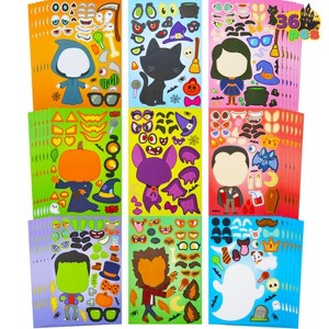 Joyfy 36Pcs Halloween Craft Stickers, Make a Face Stickers Kids Halloween Party Favor DIY Craft Supplies, Classroom Activities Supplies - 1 of 4