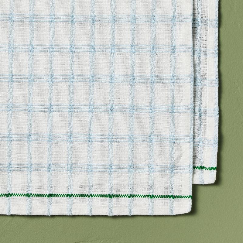 4pk Tri-Stripe Plaid Stitched Cloth Napkins - Hearth & Hand™ with Magnolia, 4 of 5